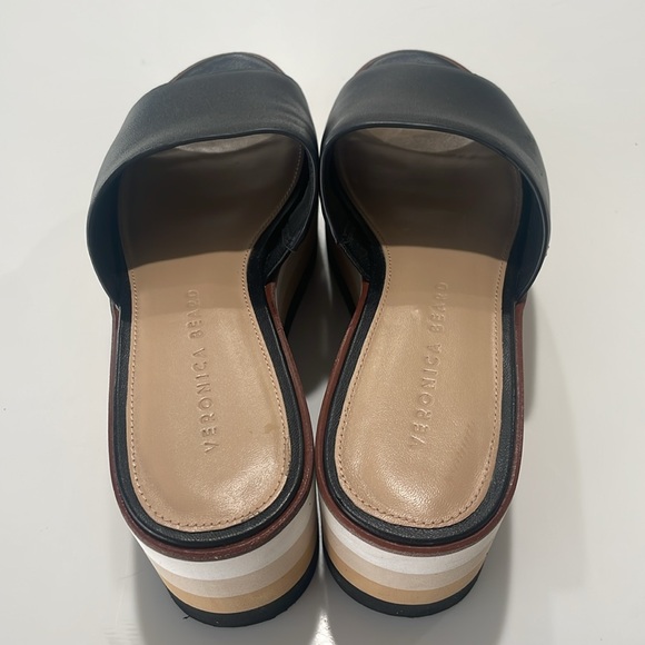 Veronica Beard Eunise Leather Wedge Platform Sandals Black Size 7 - Picture 9 of 15